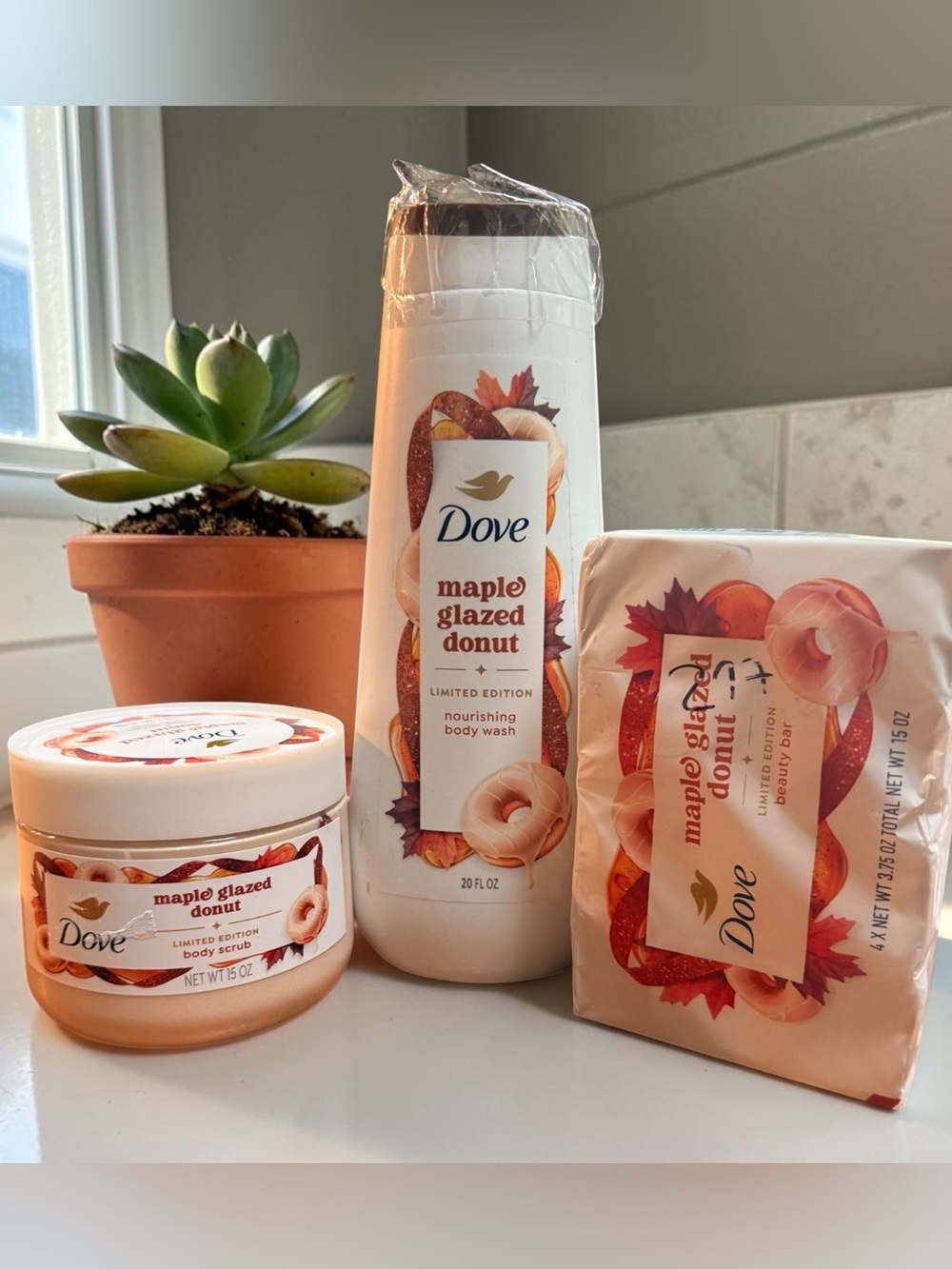 Dove Limited Edition Maple Glazed Donut Trio - Body Wash, Scrub & Beauty Bars